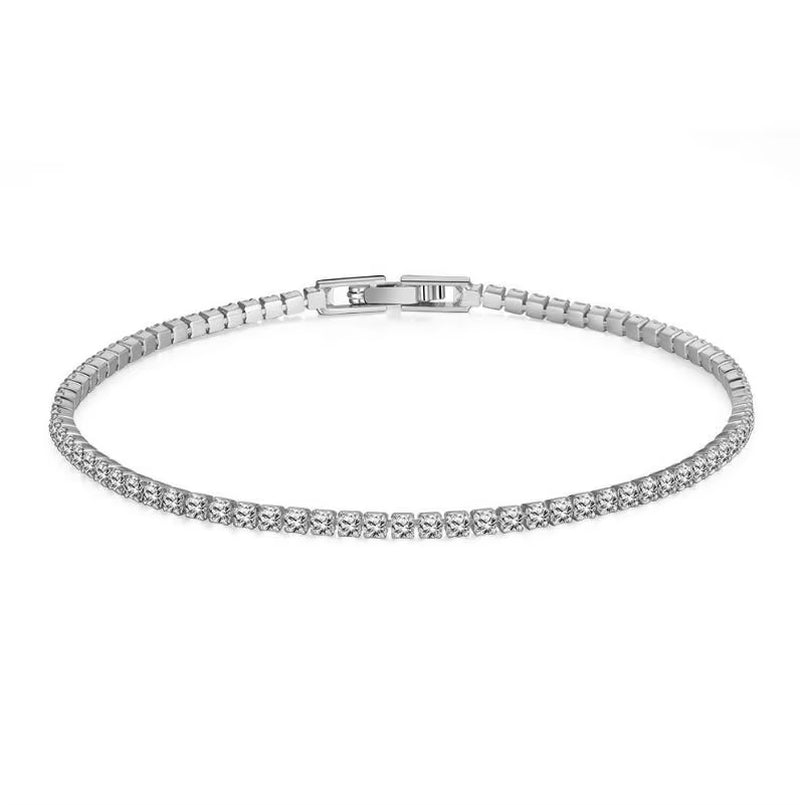 Minimalist Moissanite Tennis Bracelet – 925 Sterling Silver, Geometric Elegance (2–5mm Width Options)