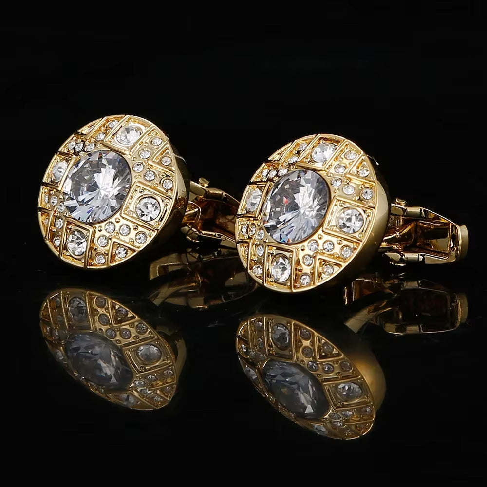High-End Star Cufflinks Cap Set – Elegant Round Copper Buttons for Men's Dress Shirts & Business Attire