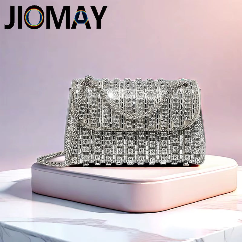 Aurora Clutch – Rhinestone Grid Evening Purse