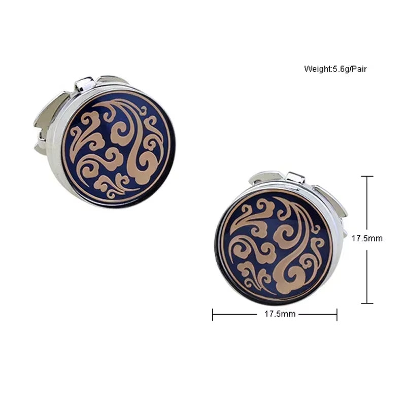 High-End Star Cufflinks Cap Set – Elegant Round Copper Buttons for Men's Dress Shirts & Business Attire