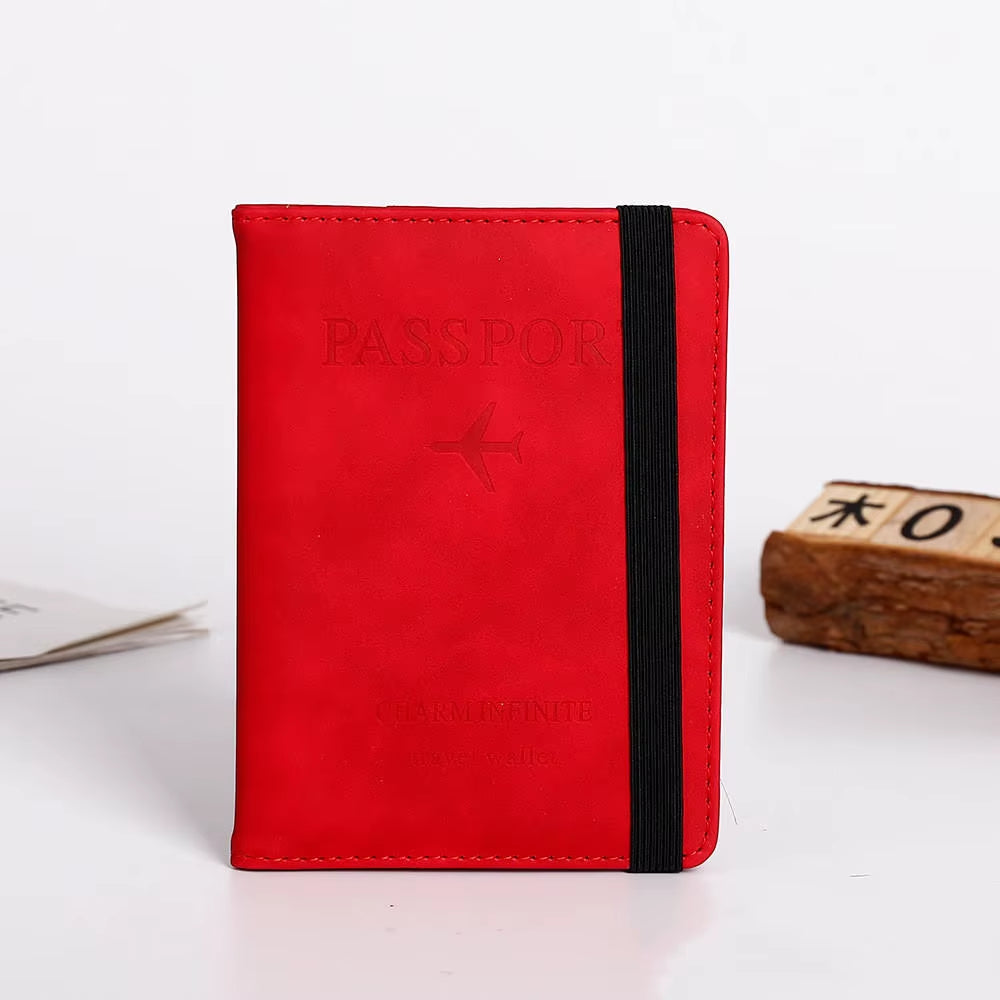 PU Leather RFID Passport Cover with Strap Closure