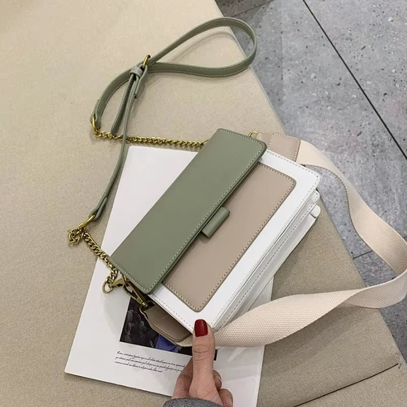 Contrast Stitch | Soft Leather Flap Crossbody