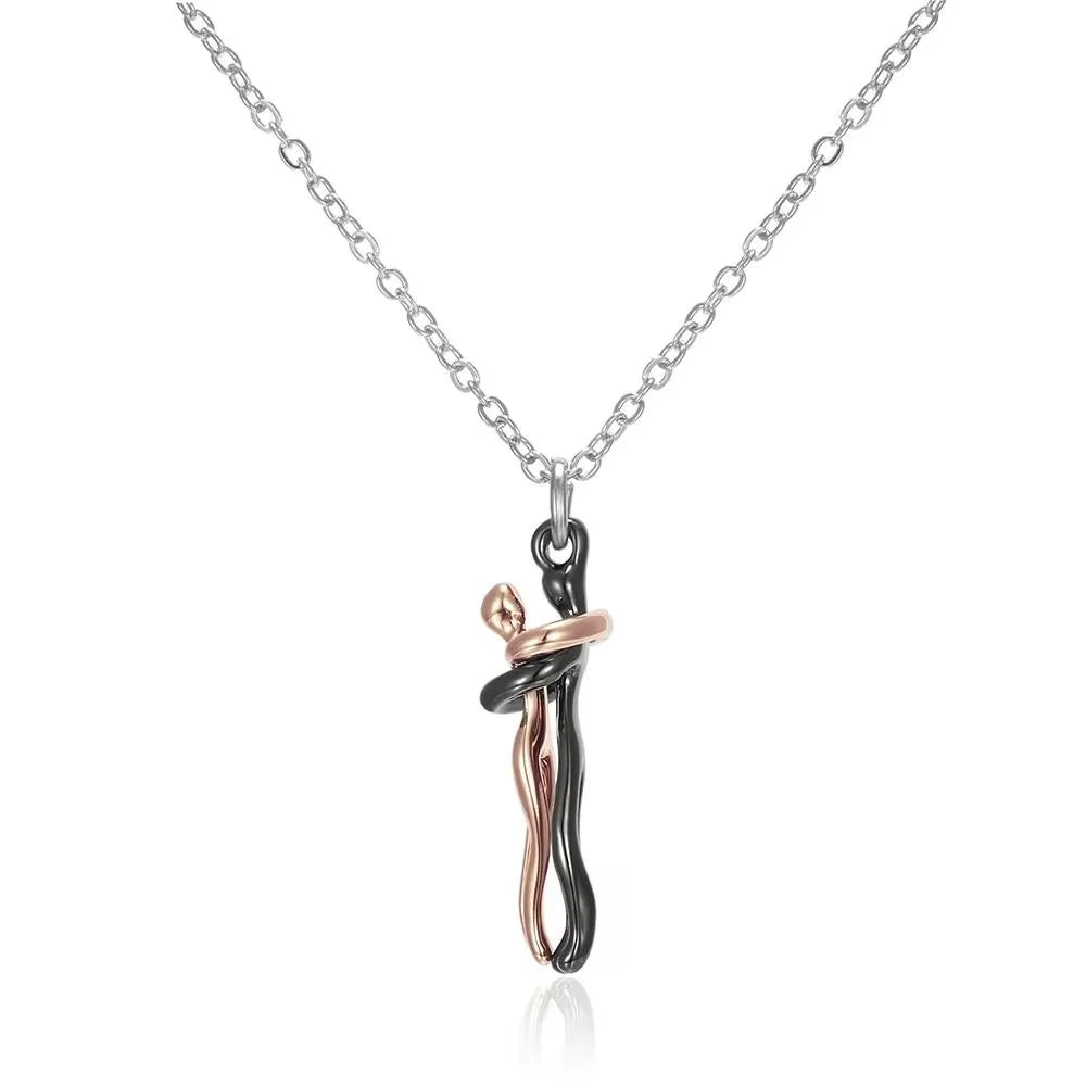 Embrace Pendant Necklace – Stainless Steel Couple Jewelry