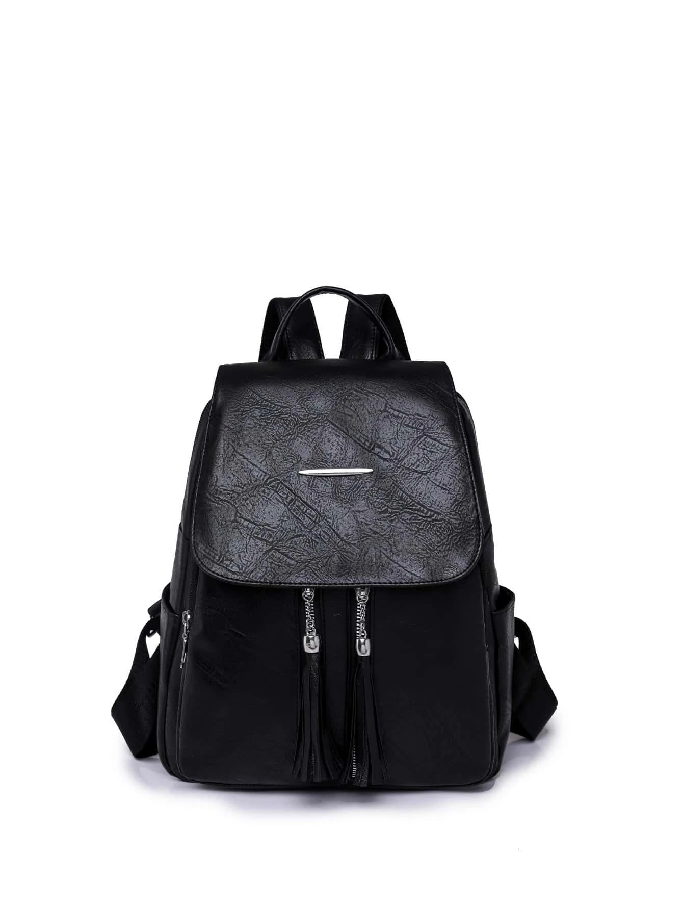 Tassel Flap Backpack | Mocha Brown Minimalist Carryall