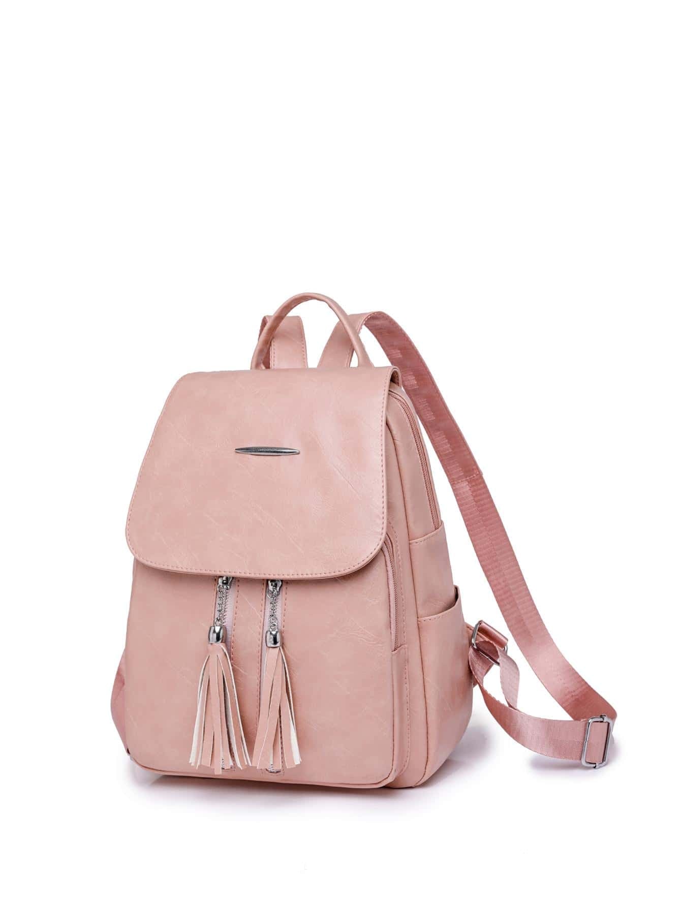 Tassel Flap Backpack | Mocha Brown Minimalist Carryall
