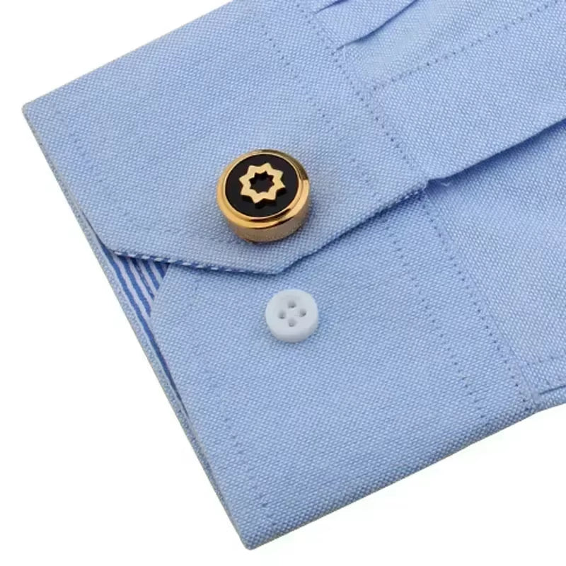 High-End Star Cufflinks Cap Set – Elegant Round Copper Buttons for Men's Dress Shirts & Business Attire