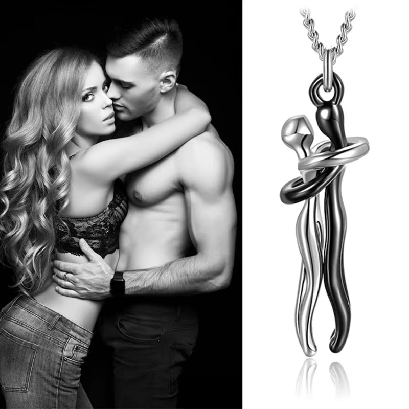 Embrace Pendant Necklace – Stainless Steel Couple Jewelry