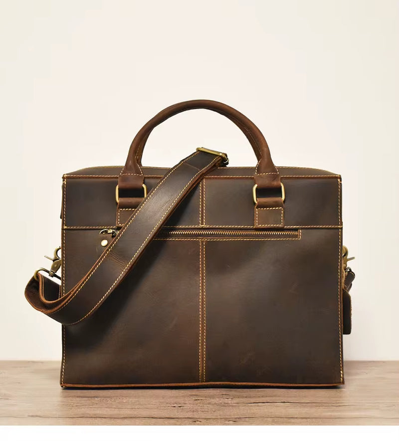 Legacy Code | Natural Cowhide Leather 14” Laptop Briefcase