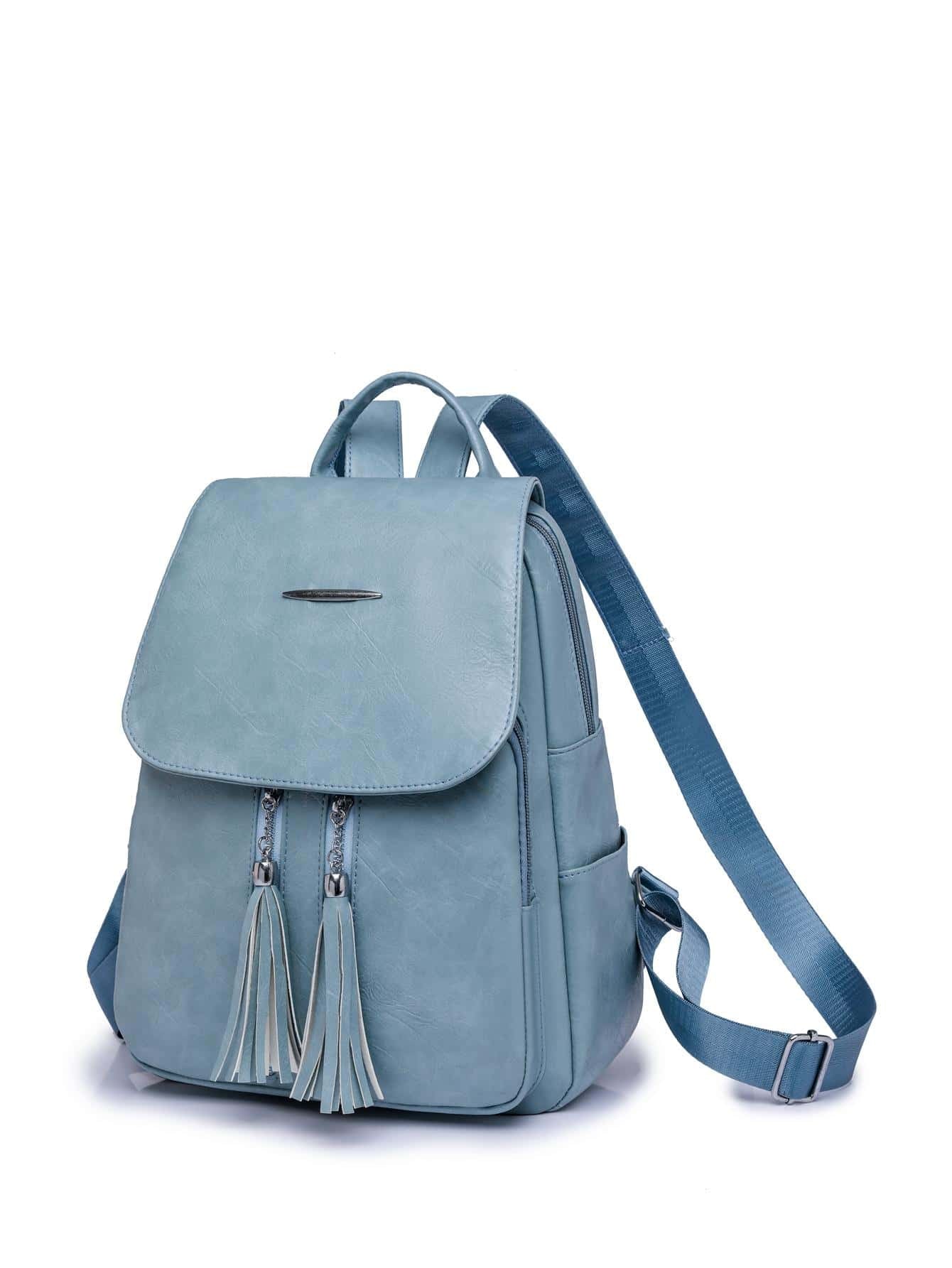 Tassel Flap Backpack | Mocha Brown Minimalist Carryall