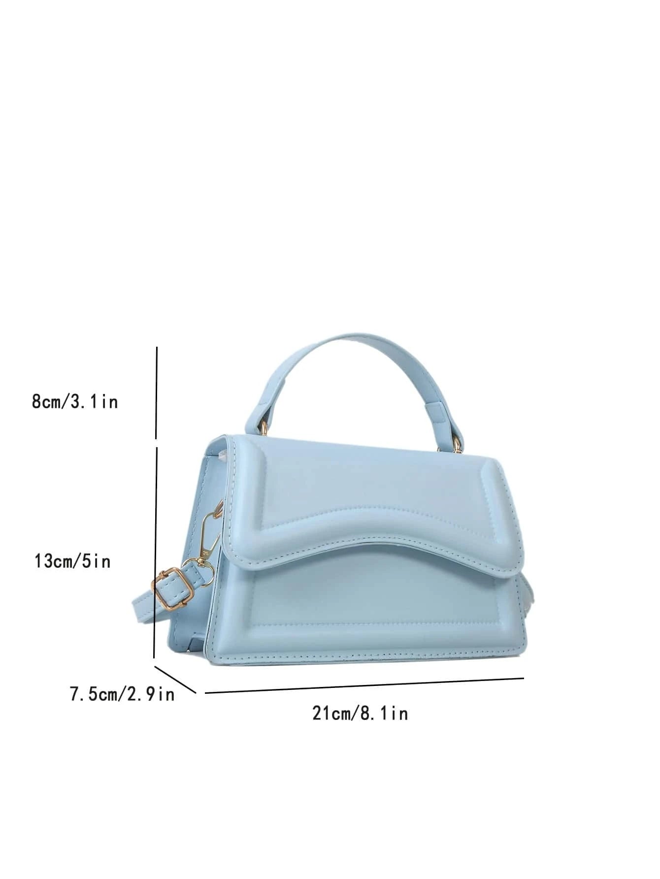 Minimalist Asymmetrical Flap Bag | Baby Blue Statement in Geometric Charm