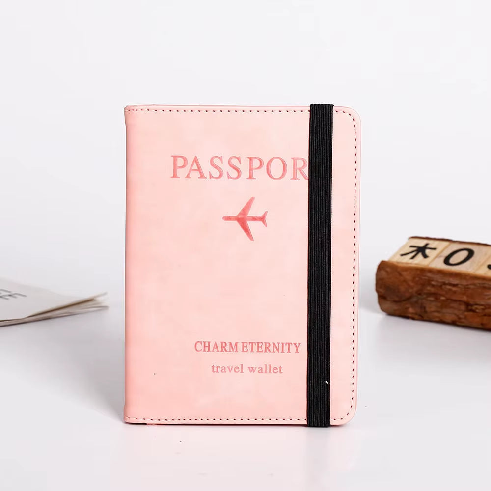PU Leather RFID Passport Cover with Strap Closure