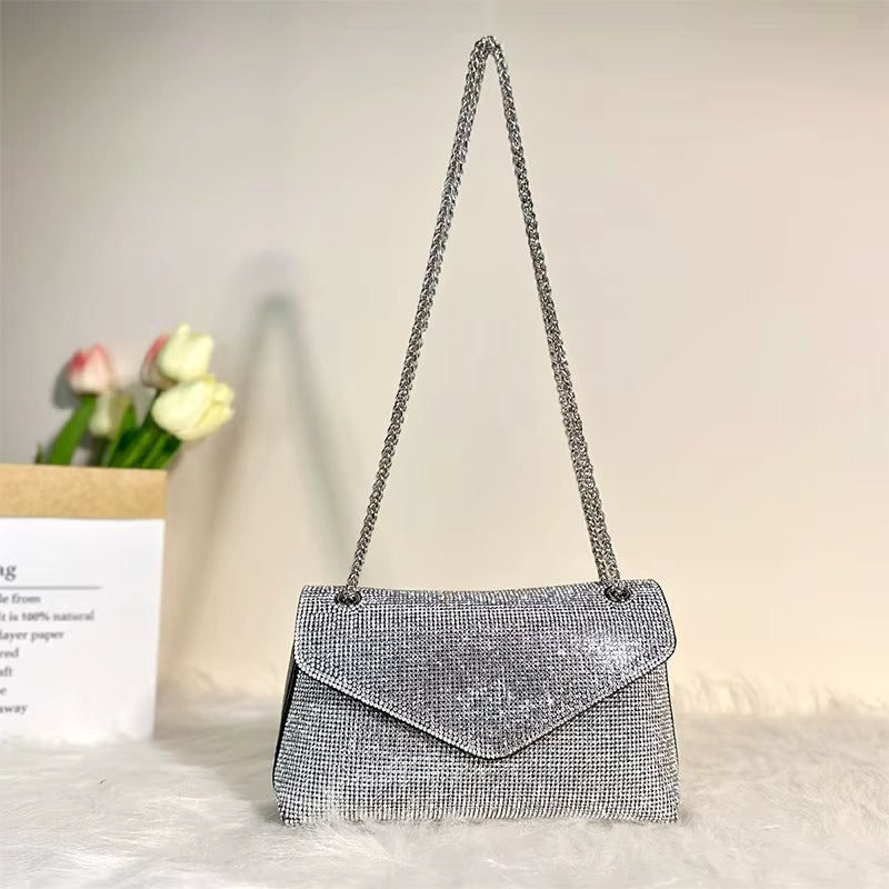 Aurora Clutch – Rhinestone Grid Evening Purse