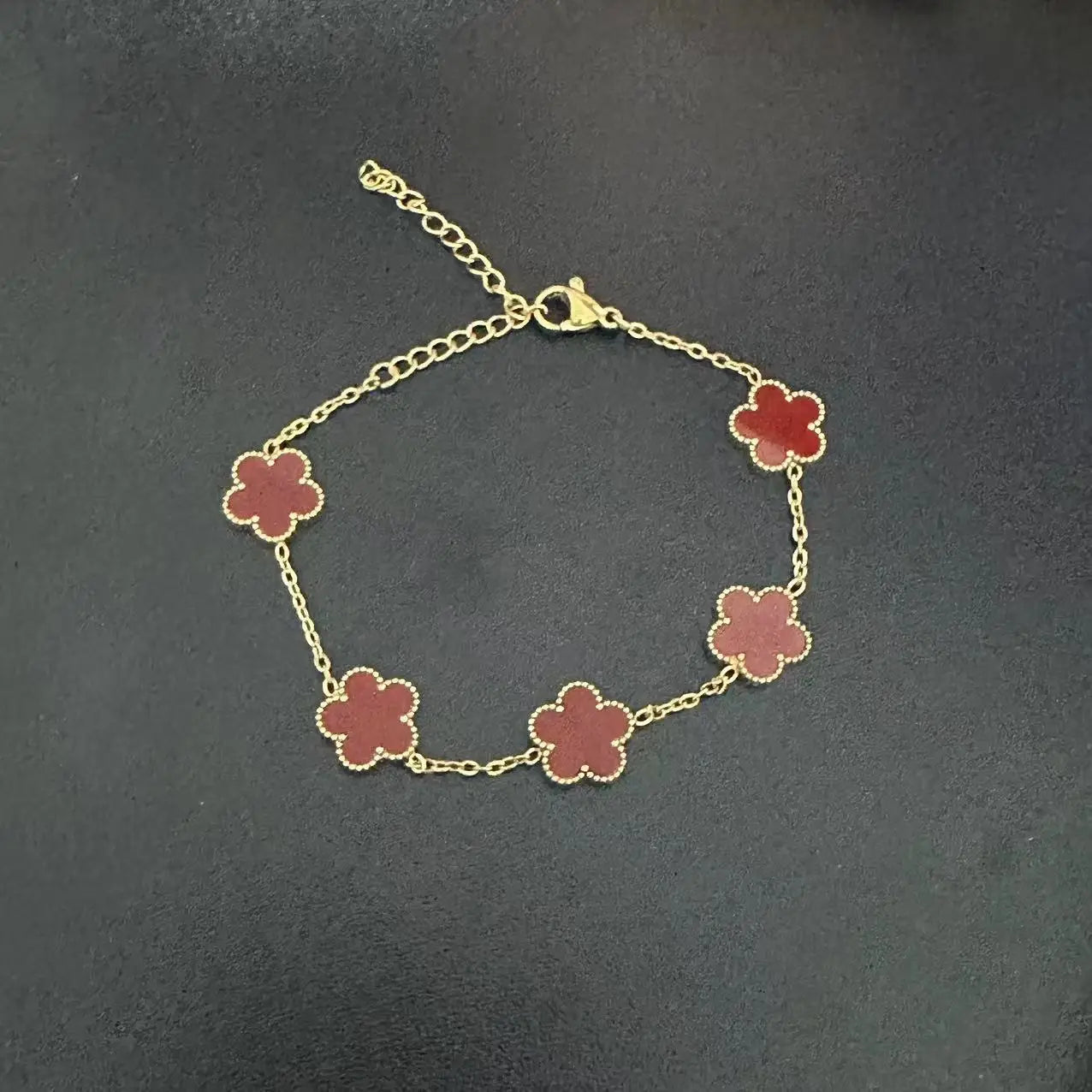 Floral Clover Shell Bracelet – Adjustable Stainless Steel Beaded Charm