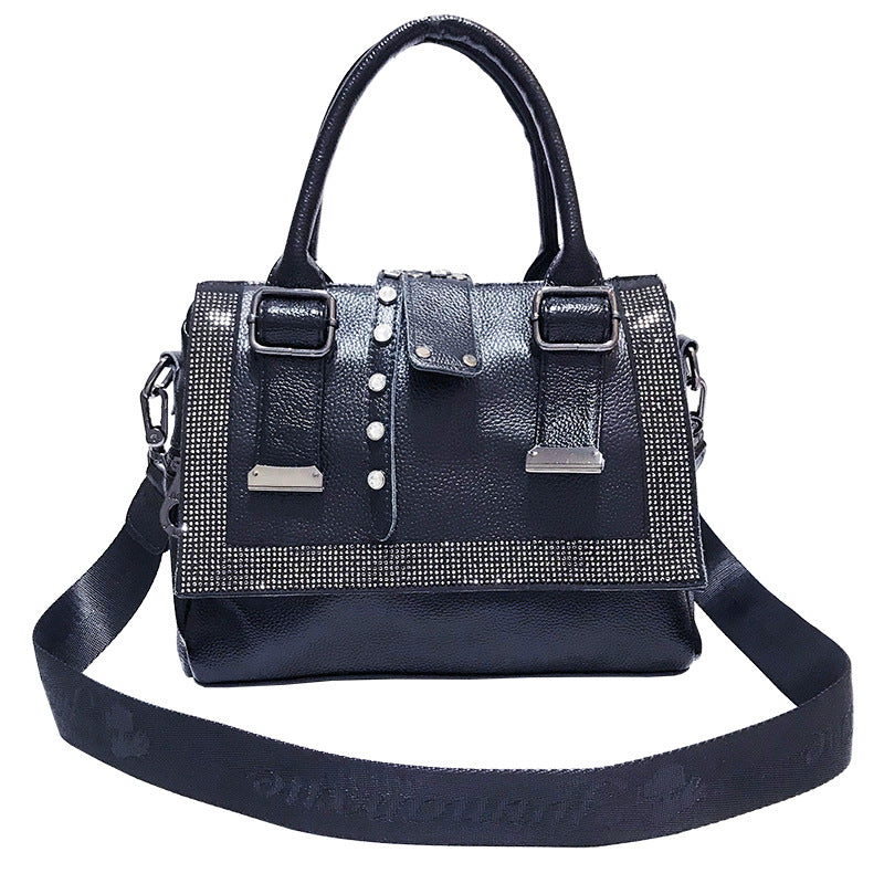 Rhinestone Vault | Soft Leather Platinum Shoulder Bag