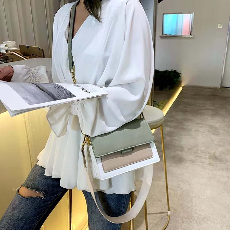 Contrast Stitch | Soft Leather Flap Crossbody
