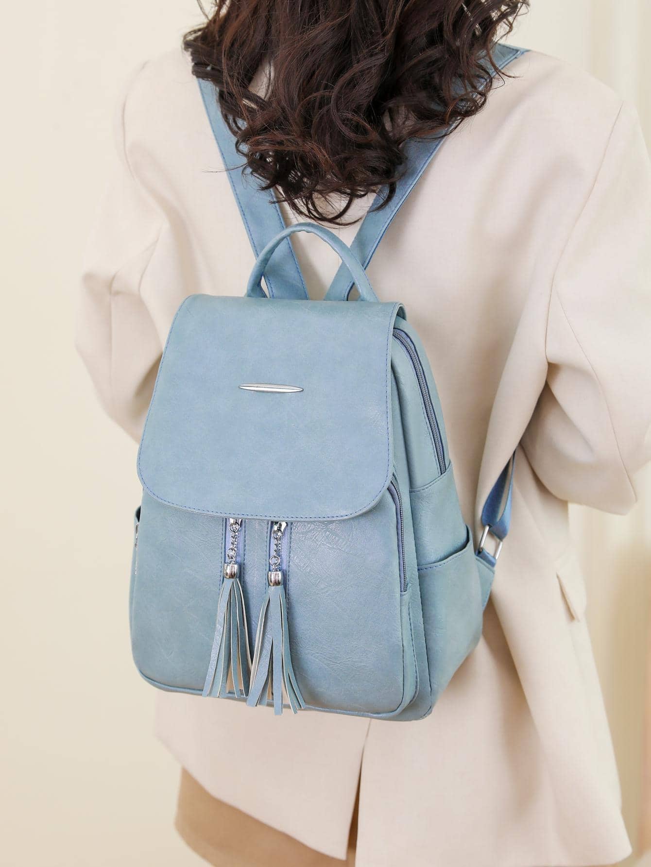 Tassel Flap Backpack | Mocha Brown Minimalist Carryall