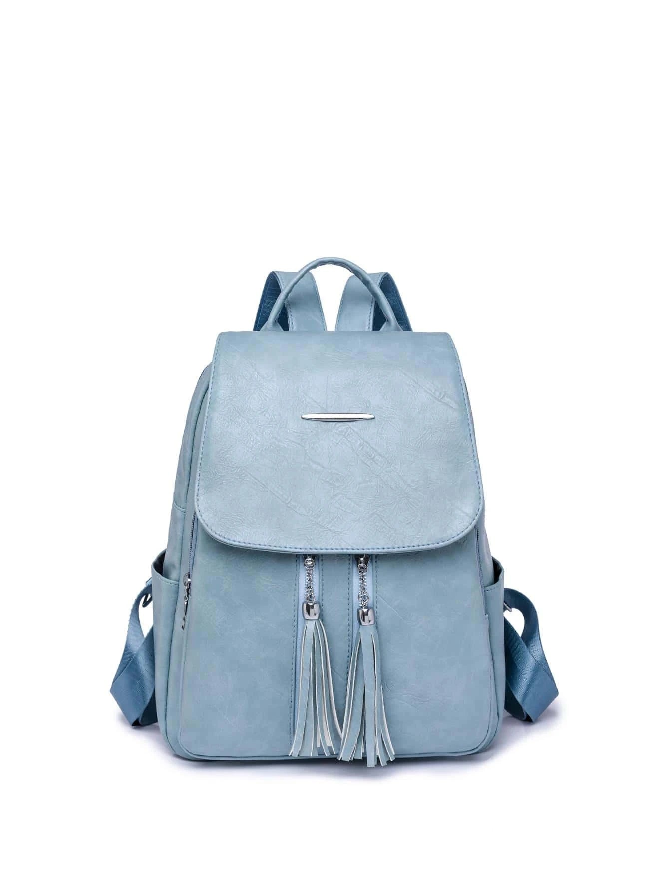 Tassel Flap Backpack | Mocha Brown Minimalist Carryall