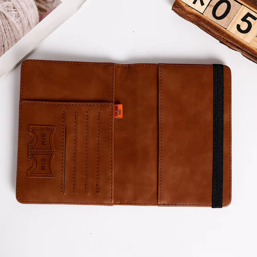 PU Leather RFID Passport Cover with Strap Closure