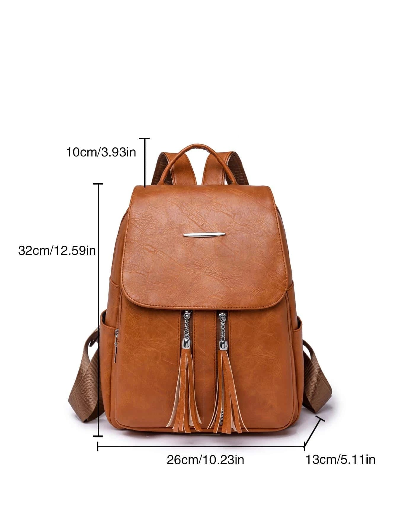 Tassel Flap Backpack | Mocha Brown Minimalist Carryall