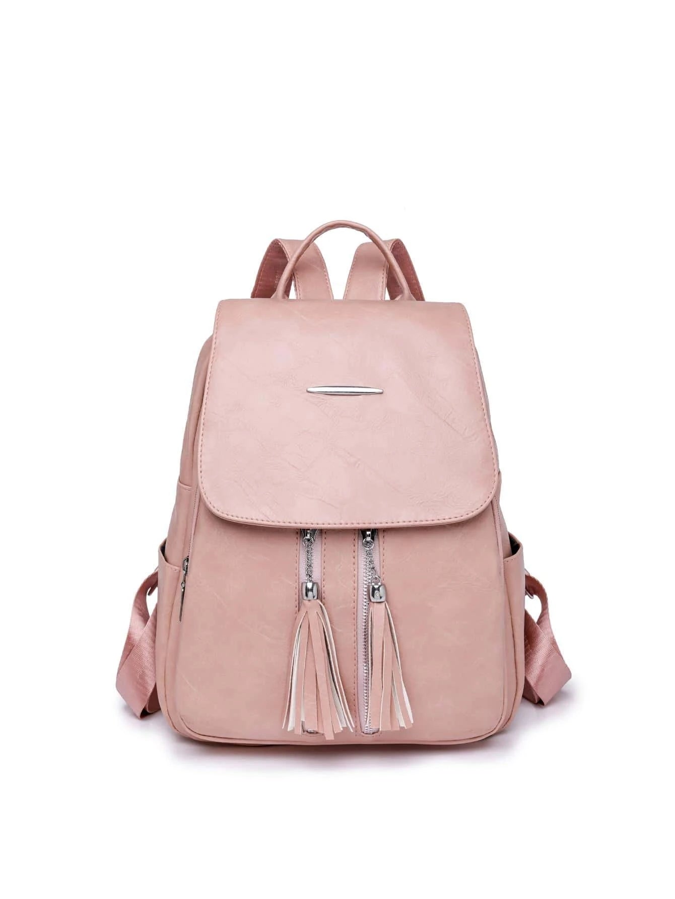 Tassel Flap Backpack | Mocha Brown Minimalist Carryall