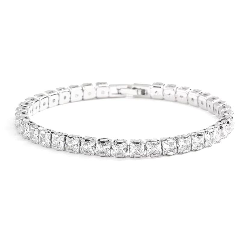 Minimalist Moissanite Tennis Bracelet – 925 Sterling Silver, Geometric Elegance (2–5mm Width Options)