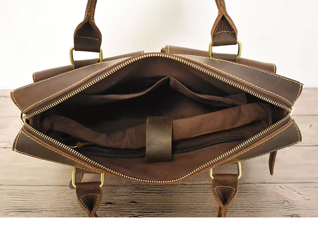 Legacy Code | Natural Cowhide Leather 14” Laptop Briefcase