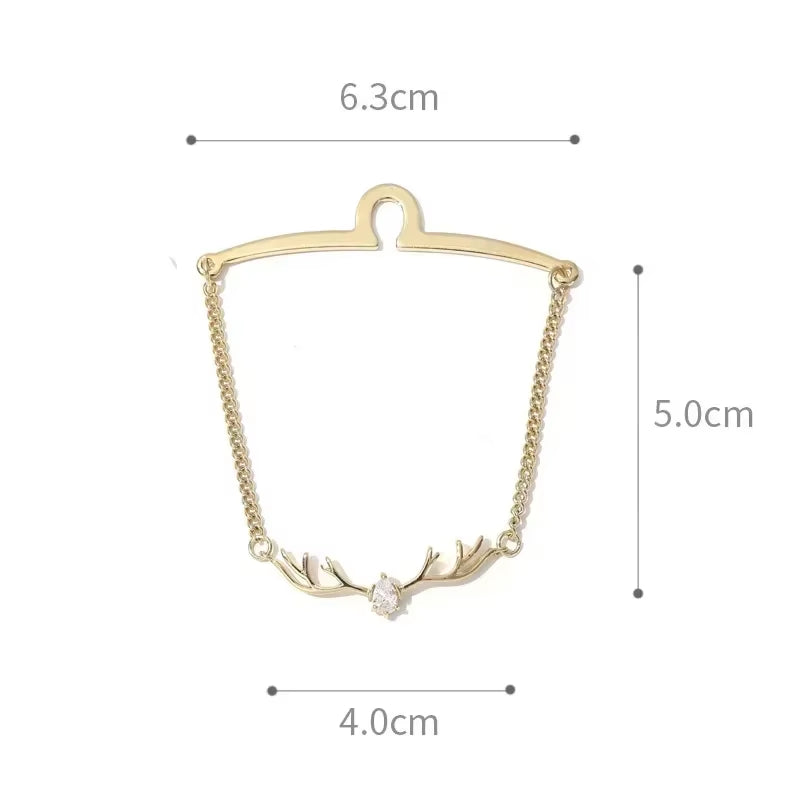 Antler Tassel Tie Pin – High-End Crystal Zircon Chain for Men (Gold / Silver)
