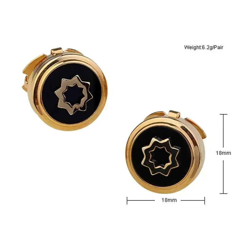 High-End Star Cufflinks Cap Set – Elegant Round Copper Buttons for Men's Dress Shirts & Business Attire