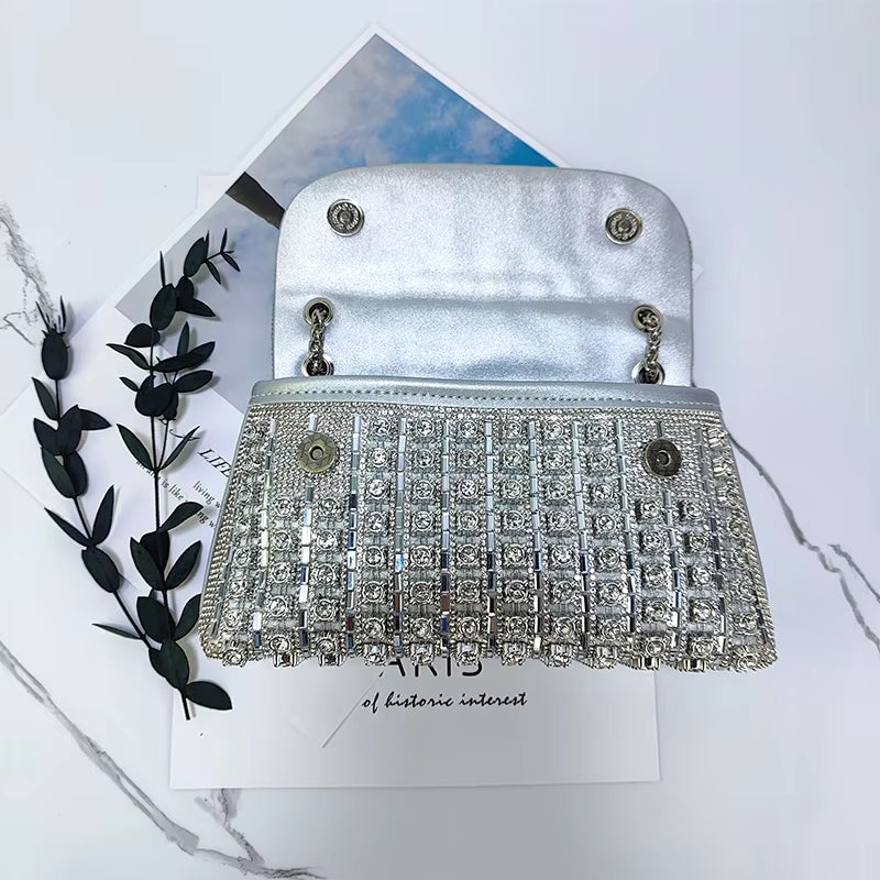 Aurora Clutch – Rhinestone Grid Evening Purse