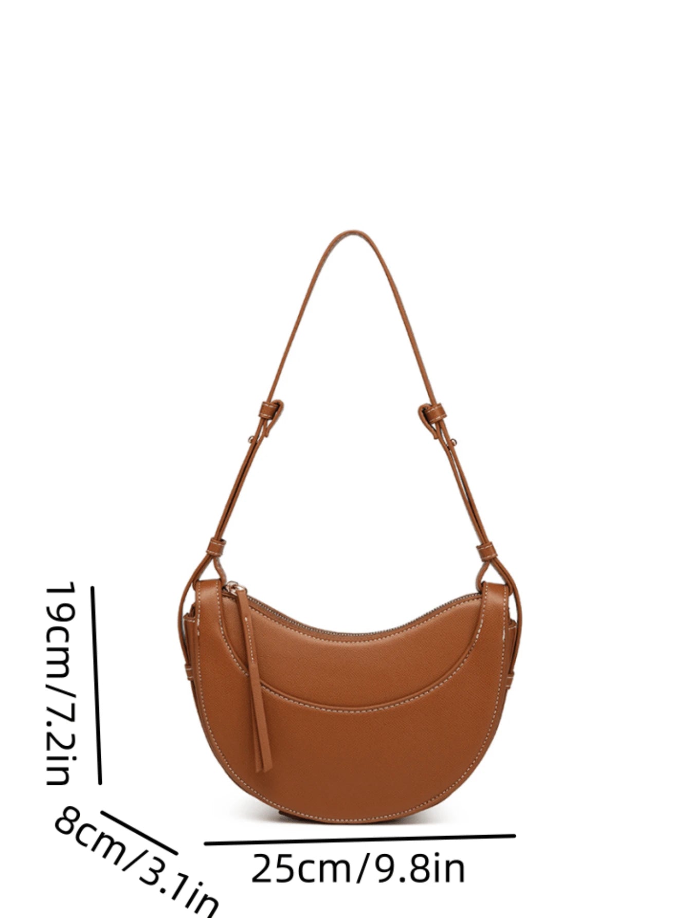 Crescent Arc | Minimalist Brown Saddle Crossbody