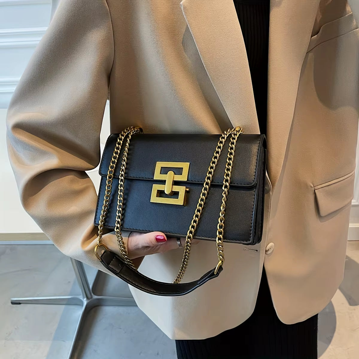 Forma Mini | Gold-Buckle Chain Crossbody