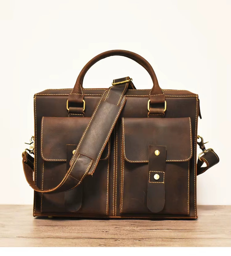 Legacy Code | Natural Cowhide Leather 14” Laptop Briefcase