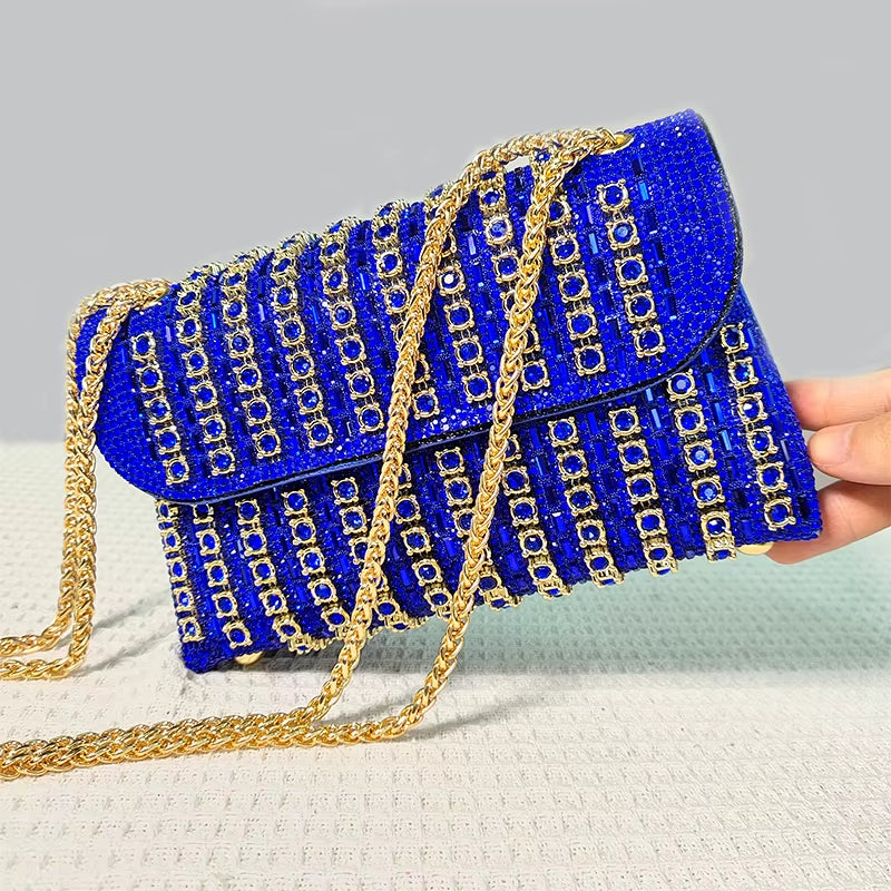 Aurora Clutch – Rhinestone Grid Evening Purse