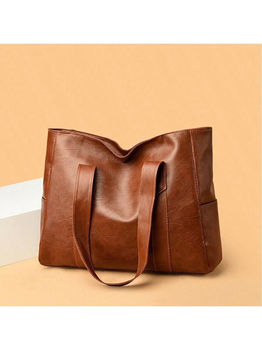 Chestnut Ruched Tote | Vintage-Inspired Shoulder Carryall in Matte Brown