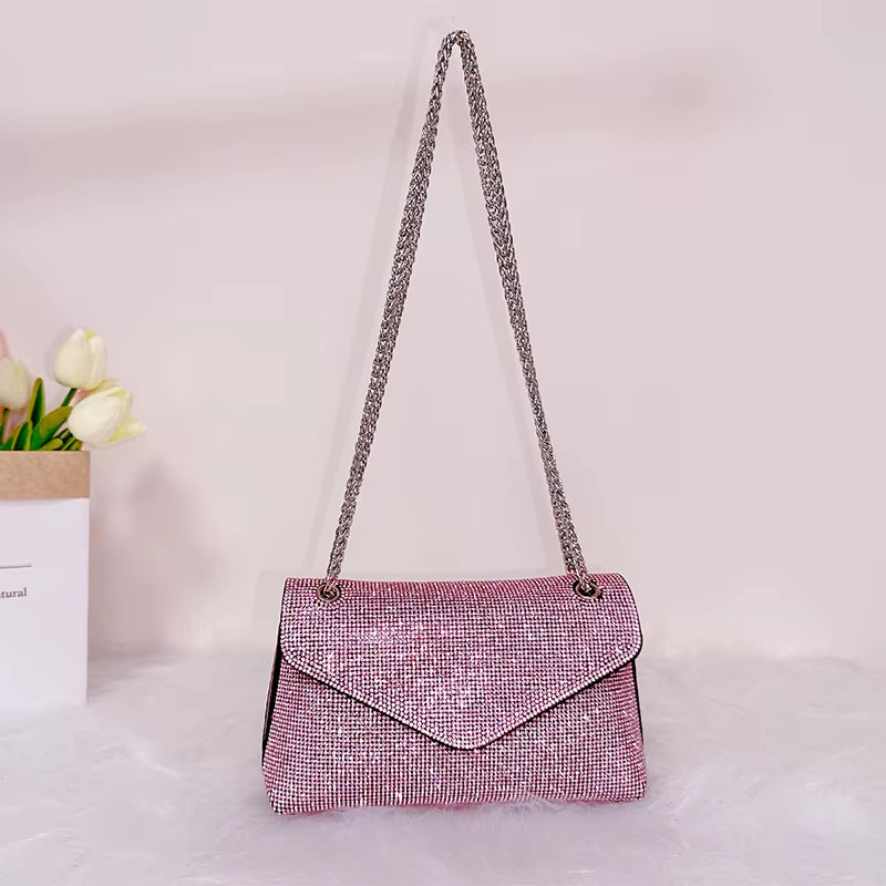 Aurora Clutch – Rhinestone Grid Evening Purse