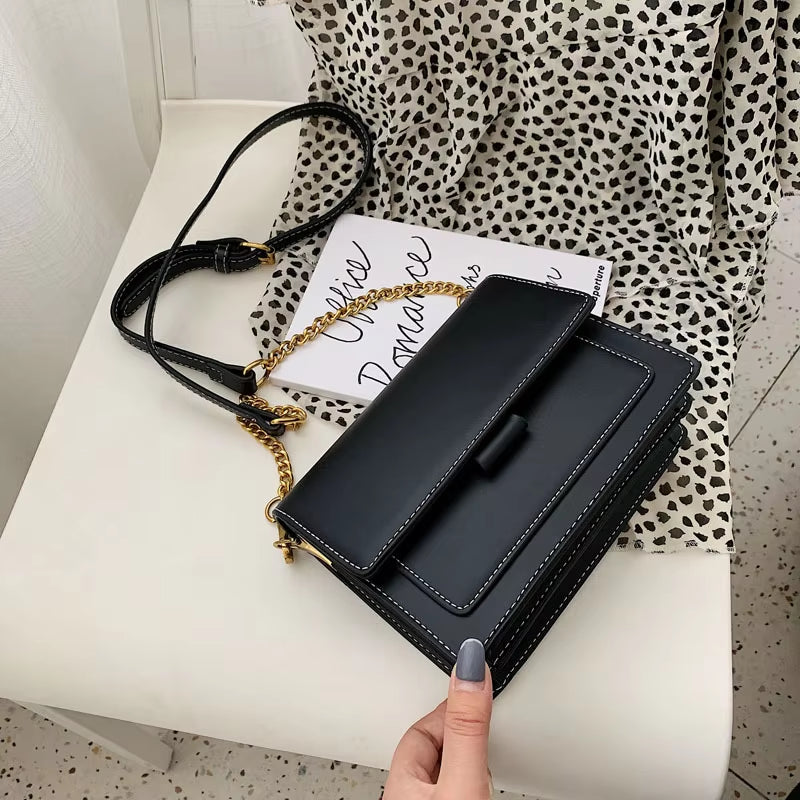 Contrast Stitch | Soft Leather Flap Crossbody
