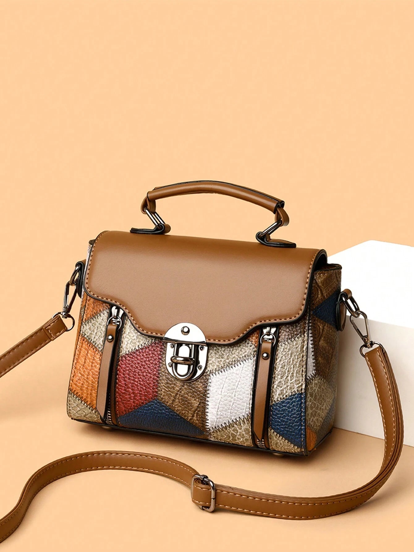 RetroLock | Convertible Patchwork Square Bag
