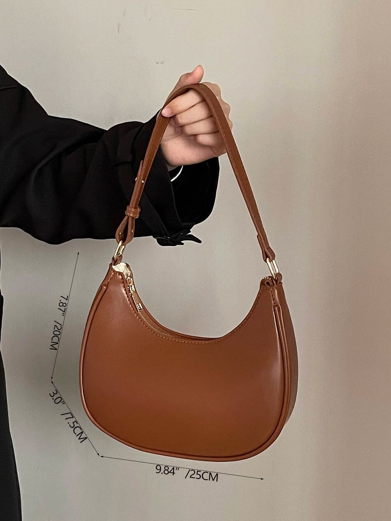 Cognac Textured Hobo | Minimalist Elegance with Chain Accent