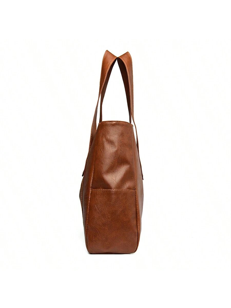 Chestnut Ruched Tote | Vintage-Inspired Shoulder Carryall in Matte Brown