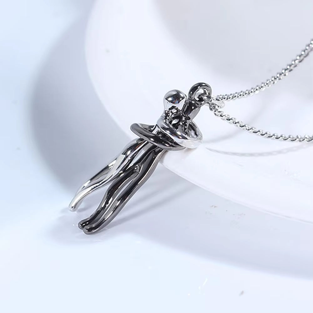 Embrace Pendant Necklace – Stainless Steel Couple Jewelry