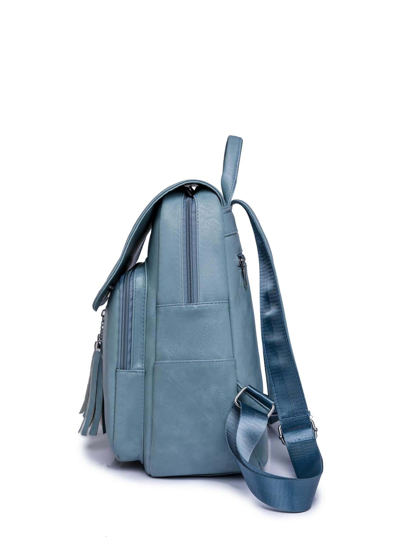 Tassel Flap Backpack | Mocha Brown Minimalist Carryall