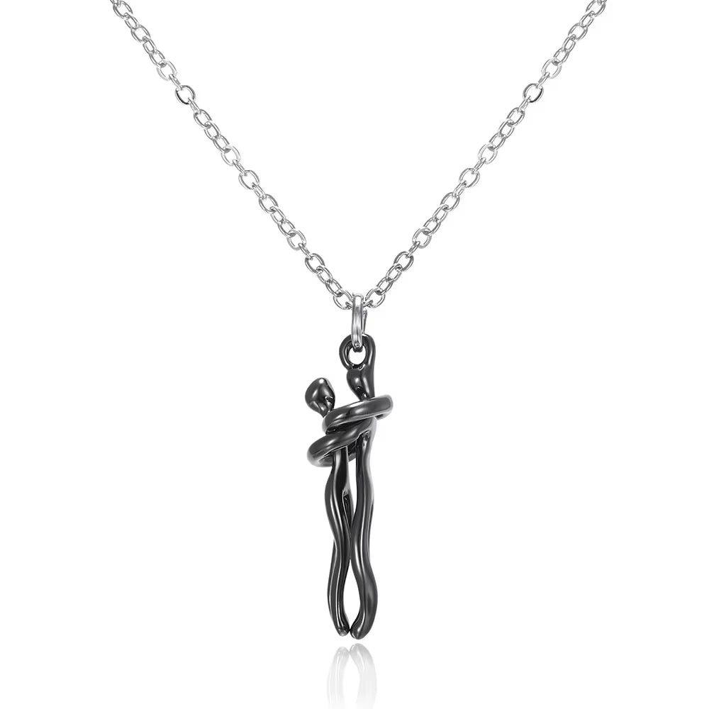 Embrace Pendant Necklace – Stainless Steel Couple Jewelry
