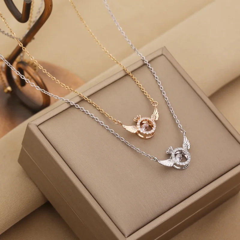 Celestine Winged Heart Necklace