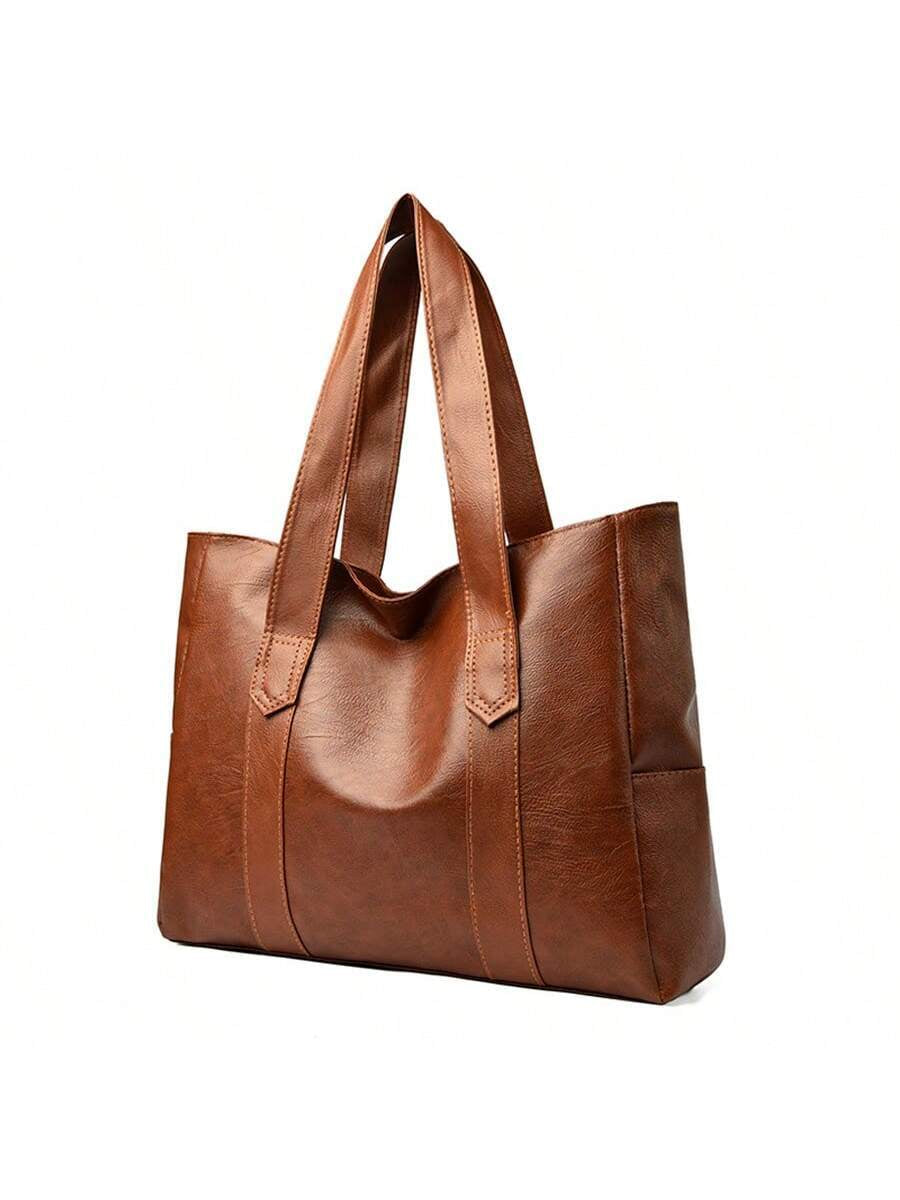 Chestnut Ruched Tote | Vintage-Inspired Shoulder Carryall in Matte Brown