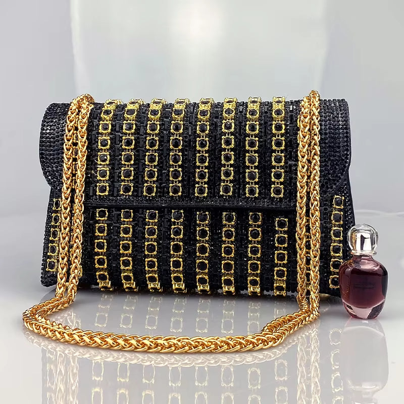 Aurora Clutch – Rhinestone Grid Evening Purse
