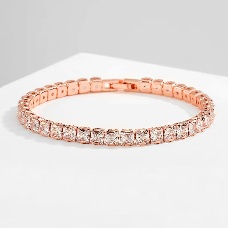 Minimalist Moissanite Tennis Bracelet – 925 Sterling Silver, Geometric Elegance (2–5mm Width Options)