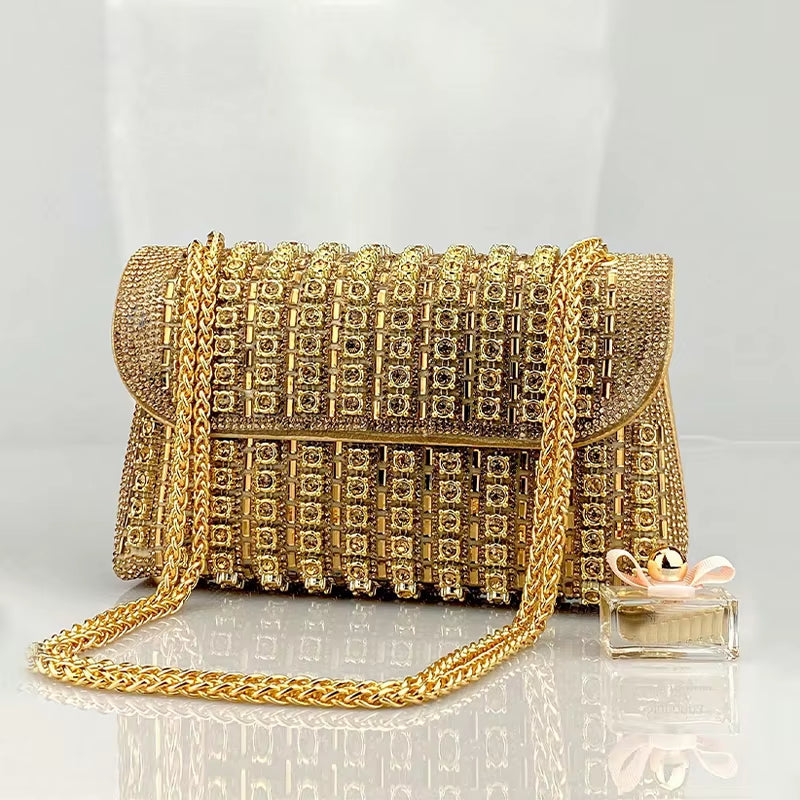 Aurora Clutch – Rhinestone Grid Evening Purse