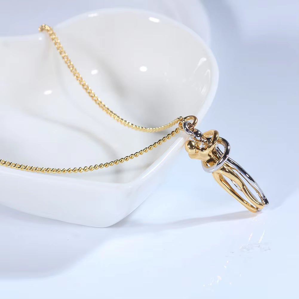 Embrace Pendant Necklace – Stainless Steel Couple Jewelry