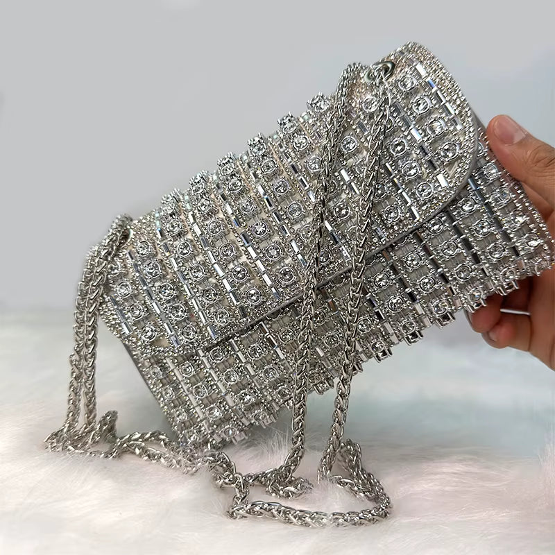 Aurora Clutch – Rhinestone Grid Evening Purse