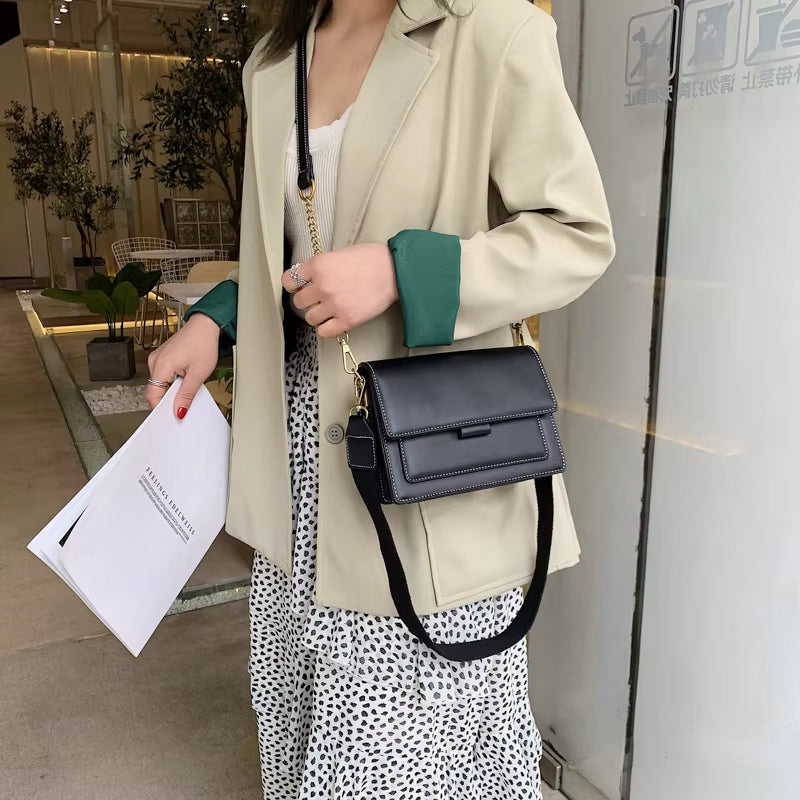 Contrast Stitch | Soft Leather Flap Crossbody
